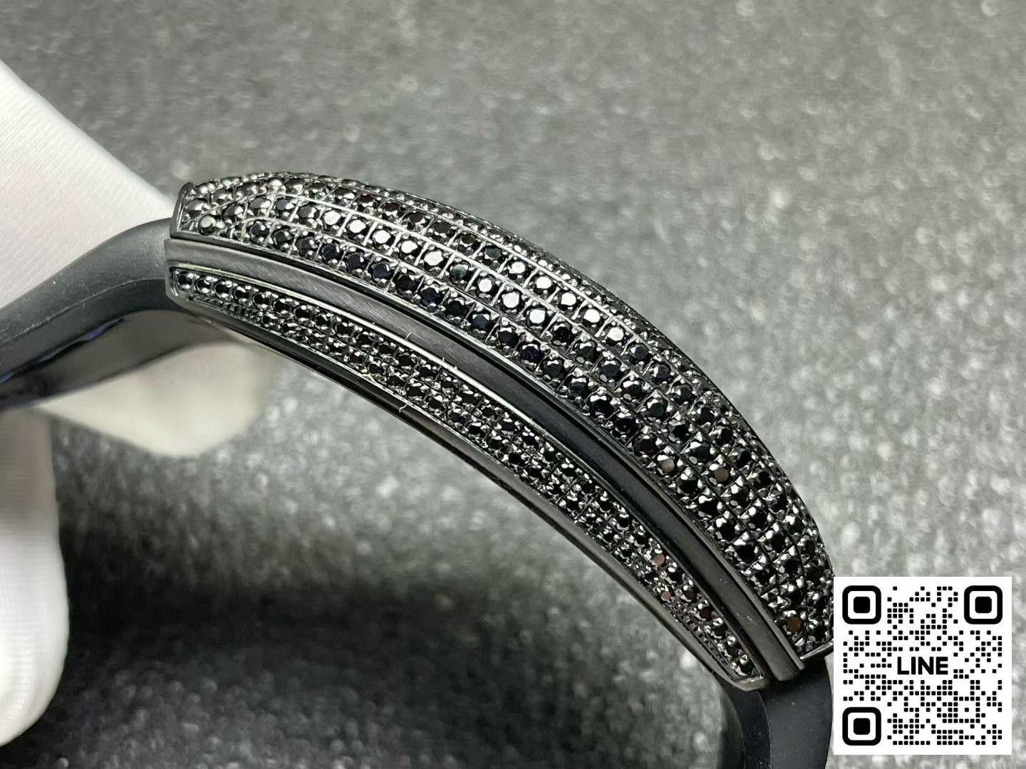 カテゴリ:<a href='/product.shtml?cid=707'>フランクミュラー</a> <br>ABF工場 フランクミュラー ポパイ ヴァンガード V45 ブラック ダイヤ入れ 44mm FM800ムーブメント