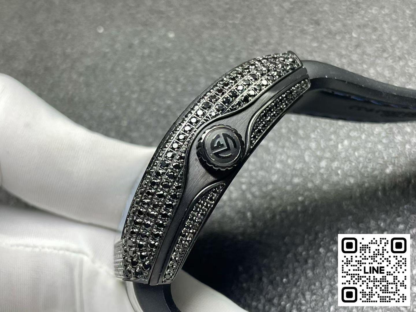 カテゴリ:<a href='/product.shtml?cid=707'>フランクミュラー</a> <br>ABF工場 フランクミュラー ポパイ ヴァンガード V45 ブラック ダイヤ入れ 44mm FM800ムーブメント