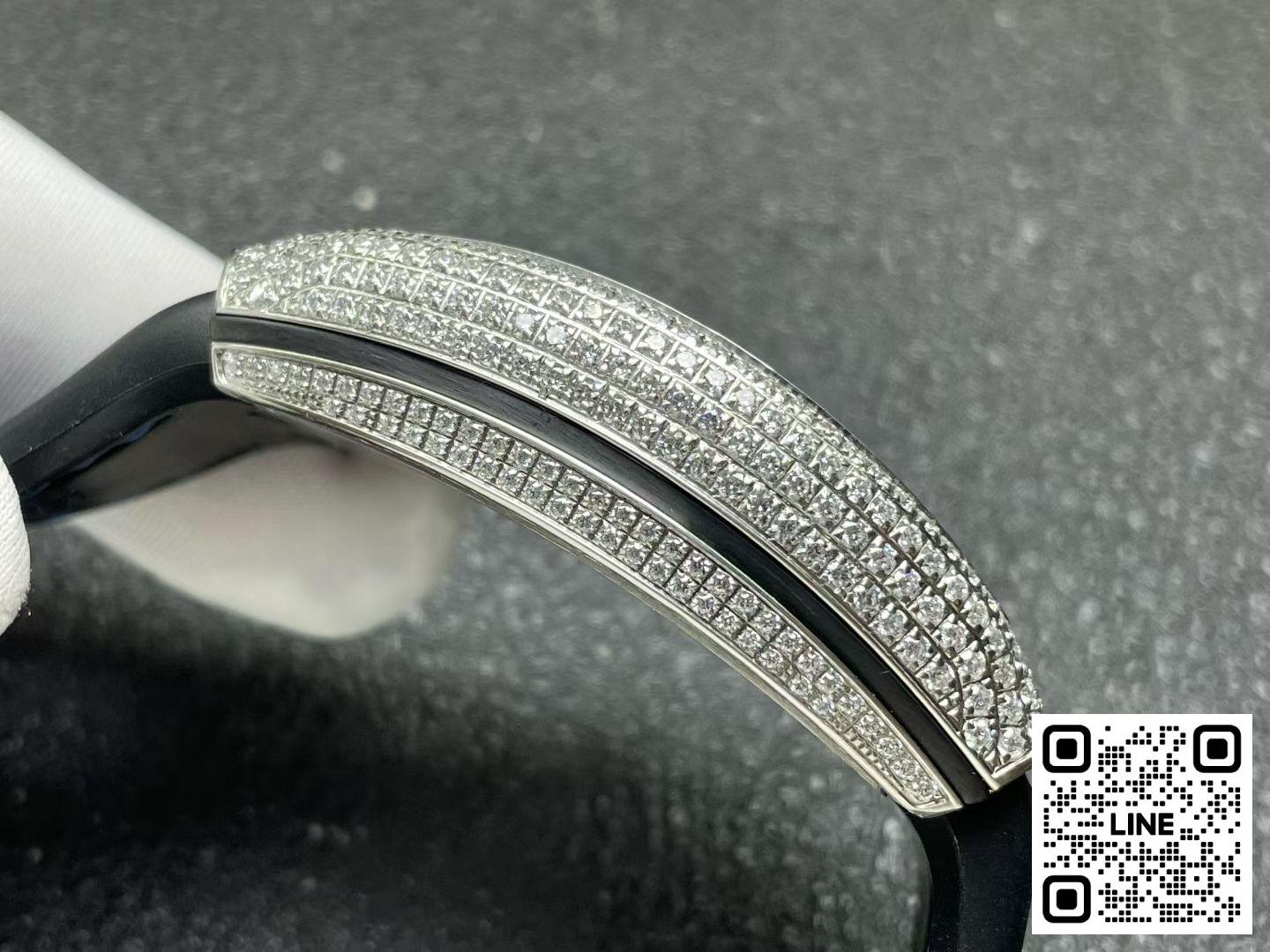カテゴリ:<a href='/product.shtml?cid=707'>フランクミュラー</a> <br>ABF工場 フランクミュラー ポパイ ヴァンガード V45 ブラック ダイヤ入れ 44mm FM800ムーブメント