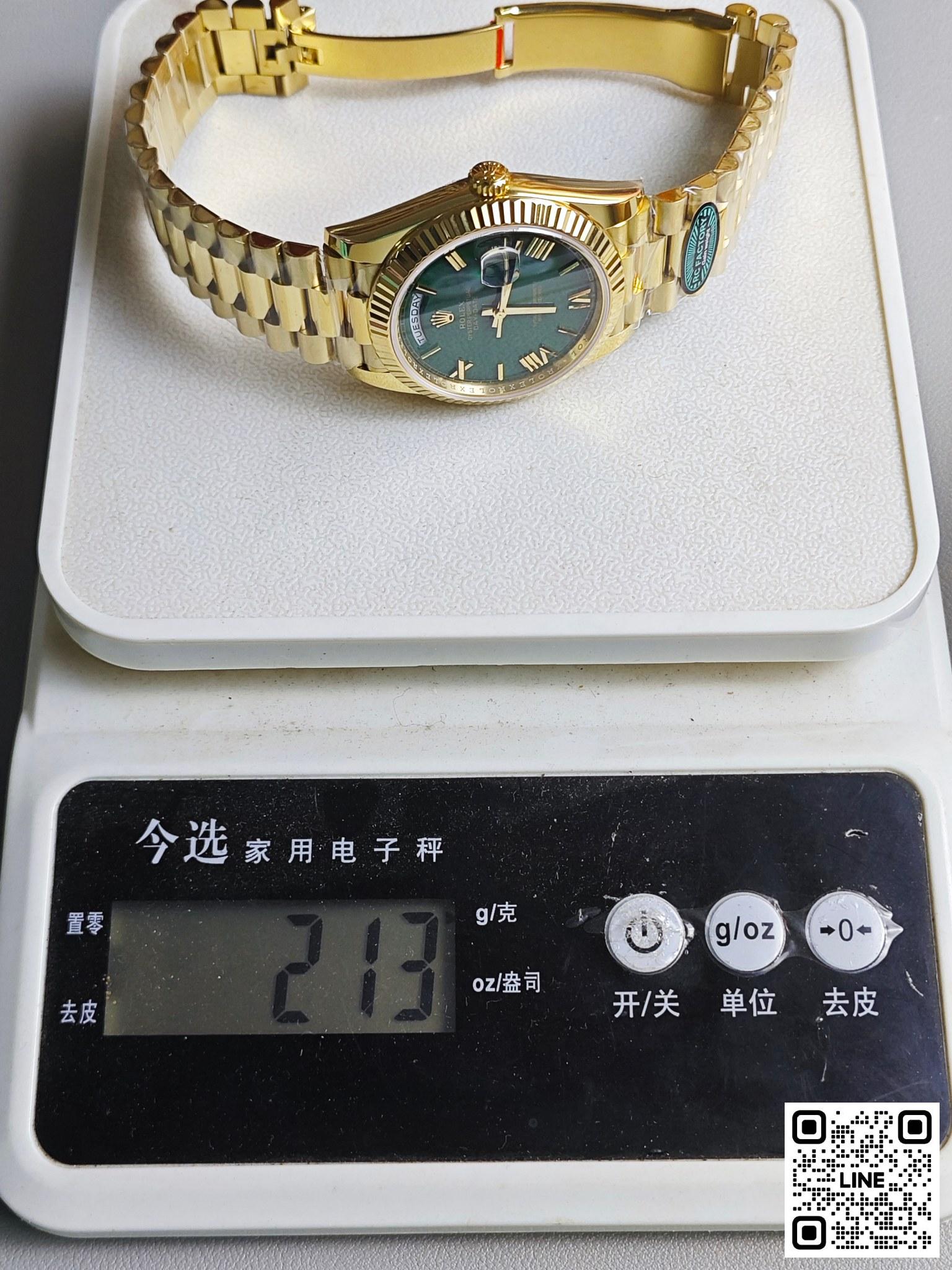 カテゴリ:<a href='/product.shtml?cid=667'>デイデイト</a> <br>RC工場 ロレックス デイデイト 40mm イエローゴールド グリーン 3255ムーブメント