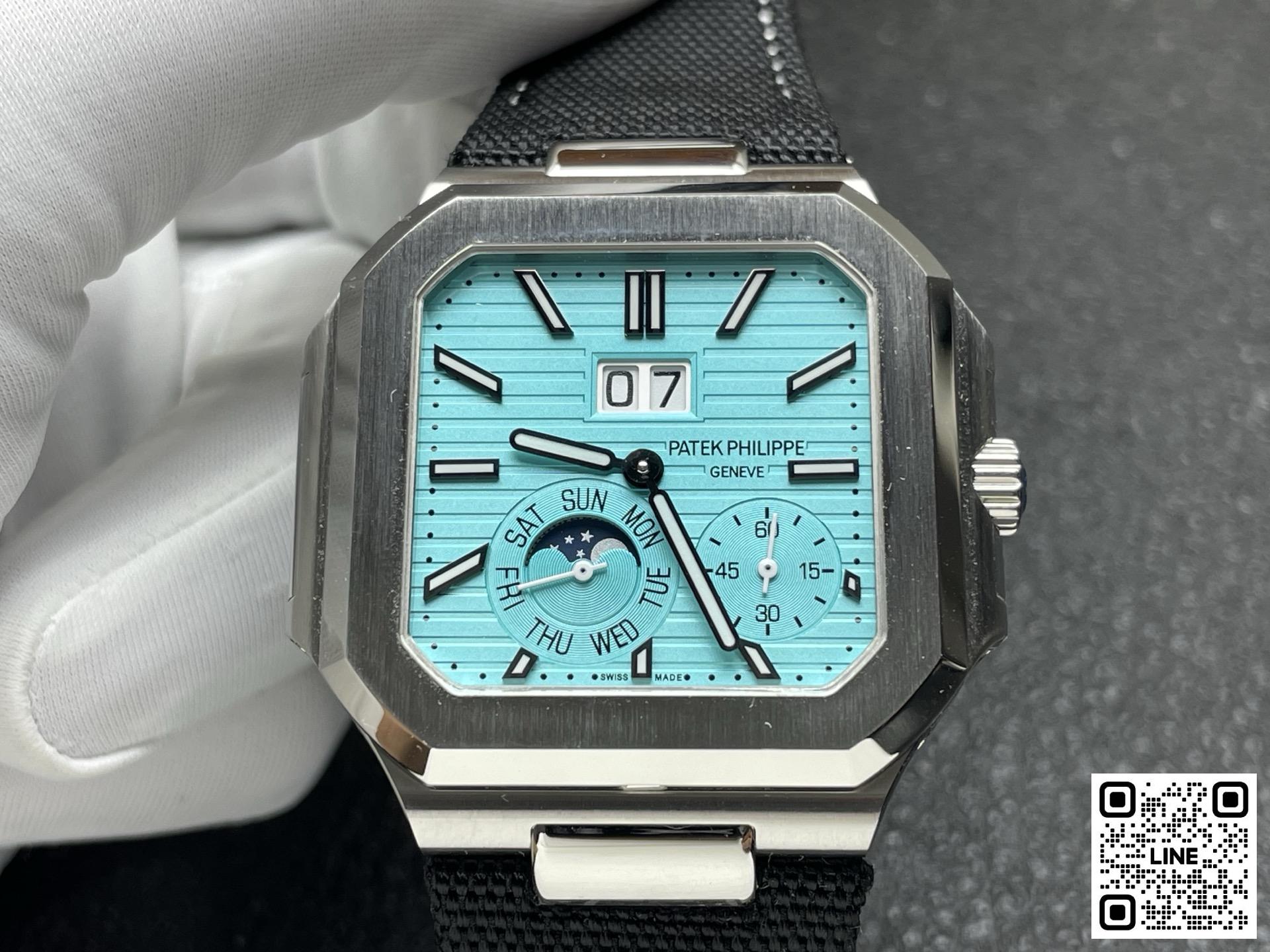 カテゴリ:<a href='/product.shtml?cid=777'>キュビタス</a> <br>P1工場 パテックフィリップ キュビタス 5822 45MM ティファニーブルー ムーンフェイズ 240ムーブメント